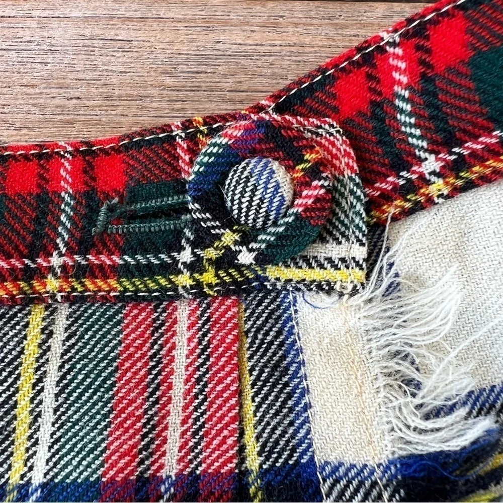 Vintage Canadian ILGWU Tartan Plaid Kilt Skirt Pleated Fringe Kilt Pin Size 4/6